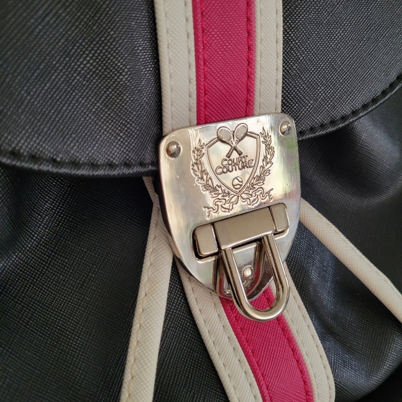 Court Couture Hampton Striped Tennis Backpack Racquet Sling Bag Black Pink - Picture 3 of 8